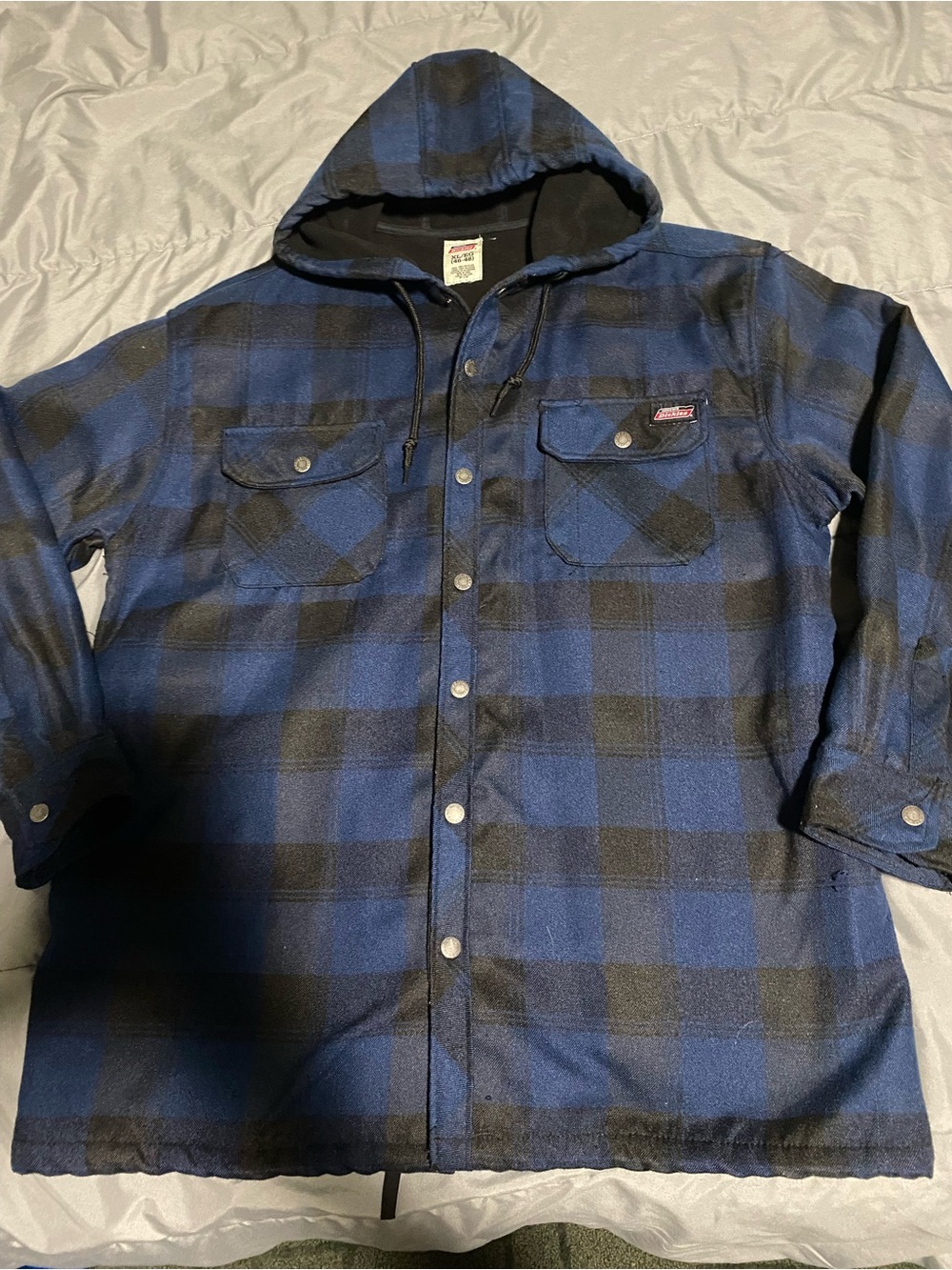 Men's Blue & Black Plaid Dickies Hooded Jacket and Black Pullover